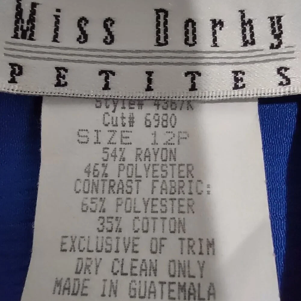 MISS DORBY BLUE BROCADE INTRICATE CROCHET PATCHWORK TOP PLEATED SKIRT SIZE 12P